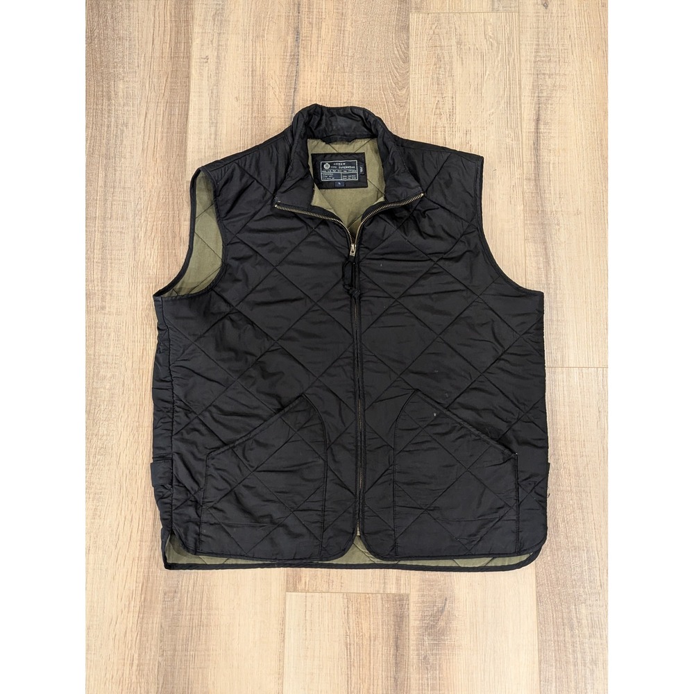J.Crew Walker Vest Men's L Black Quilted Olive Lined Workwear Fall'12 47752